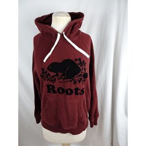 Roots Women Maroon Hoodie Sweater Size M